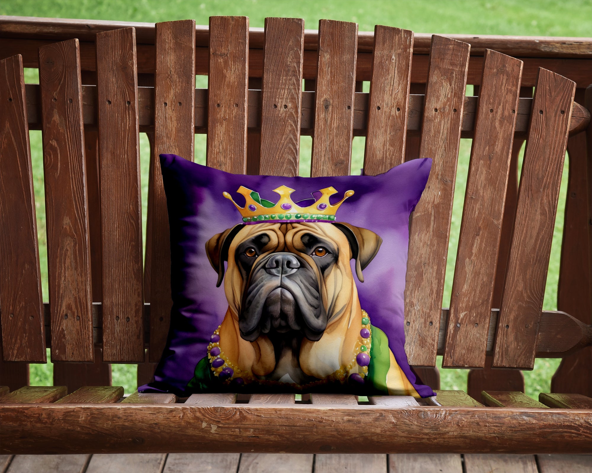 Buy this Bullmastiff King of Mardi Gras Throw Pillow