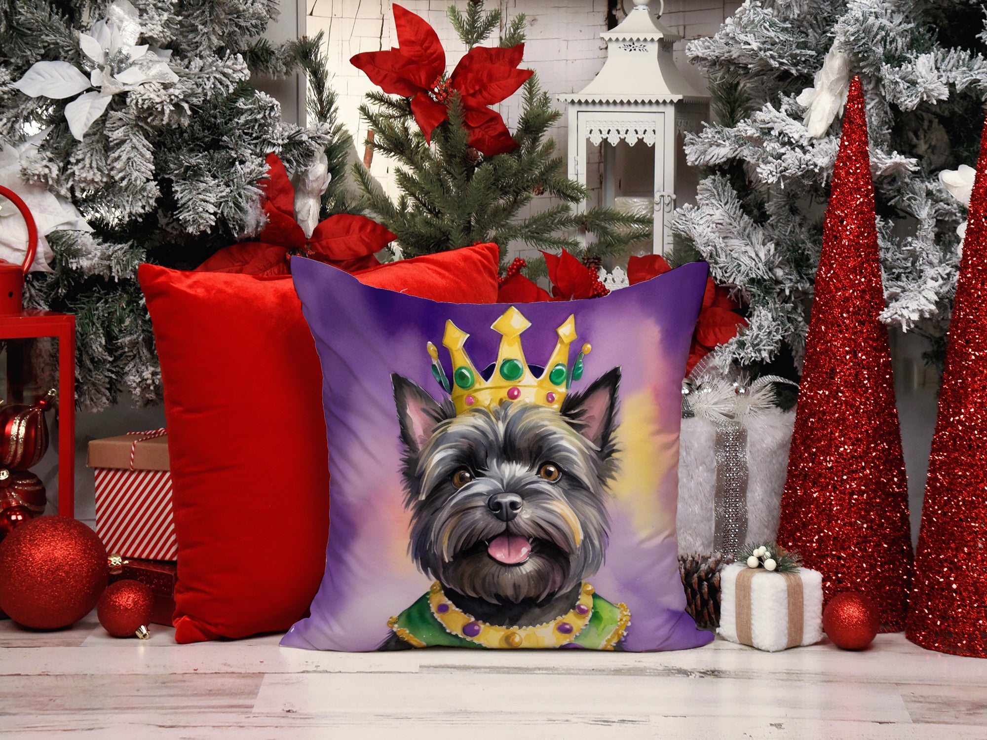 Cairn Terrier King of Mardi Gras Throw Pillow