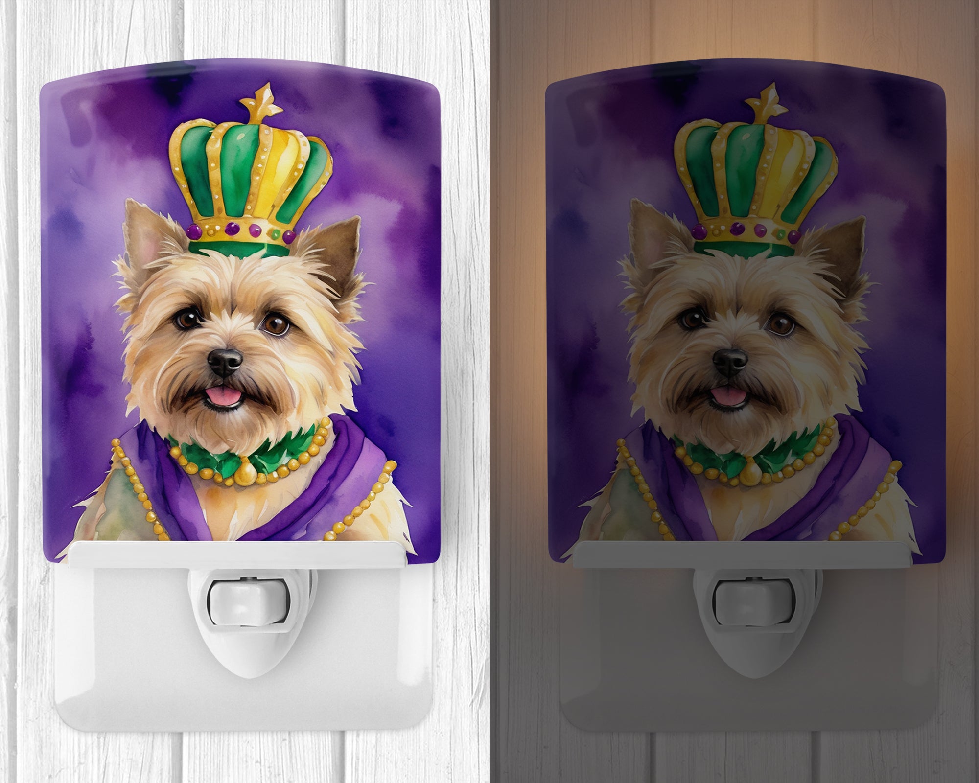 Cairn Terrier King of Mardi Gras Ceramic Night Light