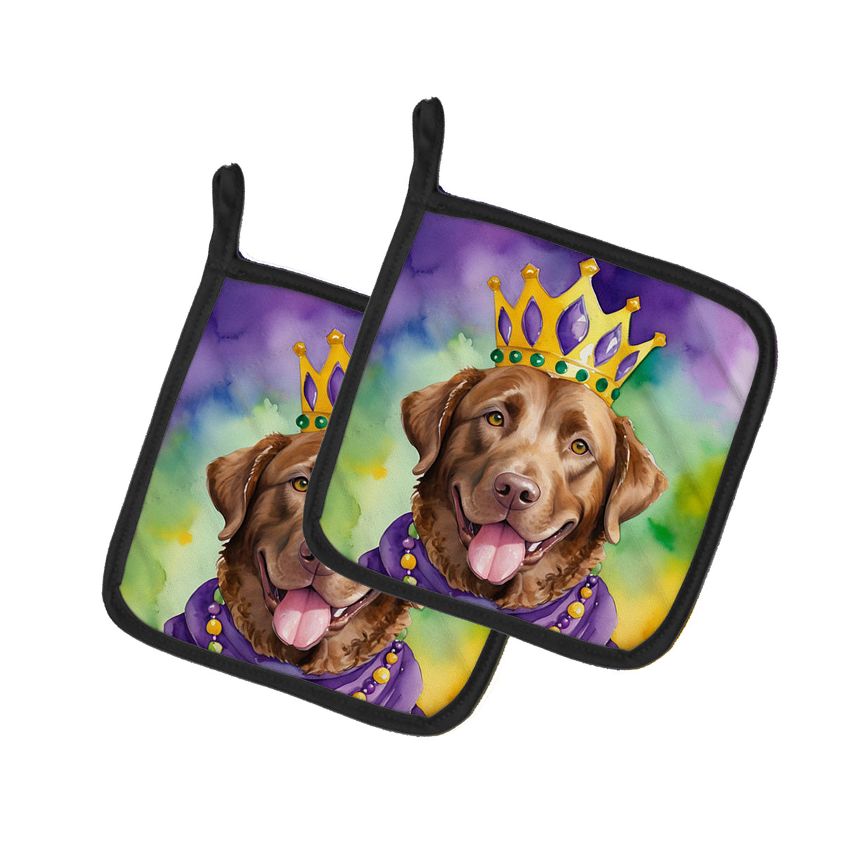 Buy this Chesapeake Bay Retriever King of Mardi Gras Pair of Pot Holders