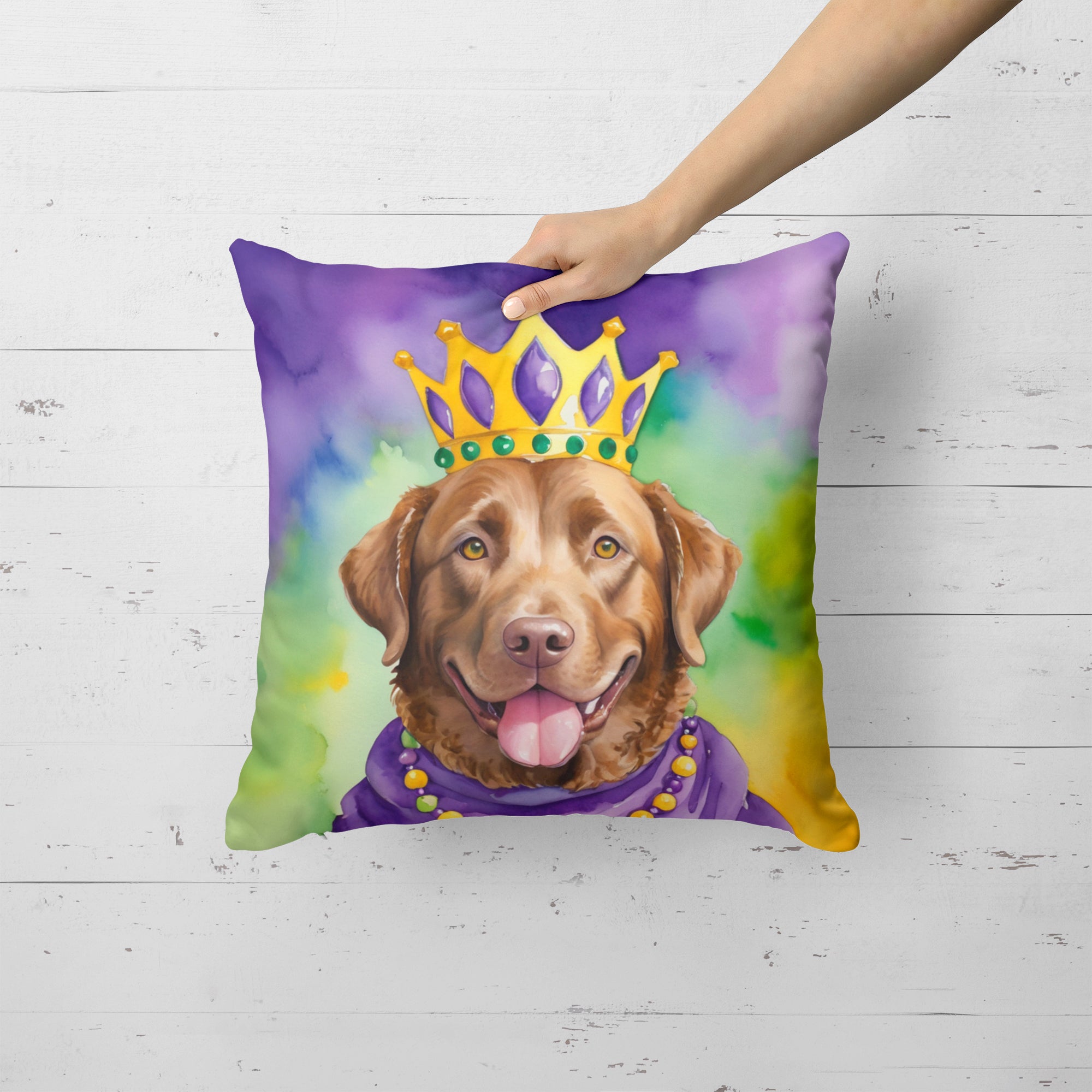 Buy this Chesapeake Bay Retriever King of Mardi Gras Throw Pillow