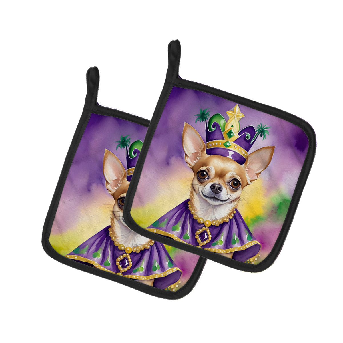 Buy this Chihuahua King of Mardi Gras Pair of Pot Holders