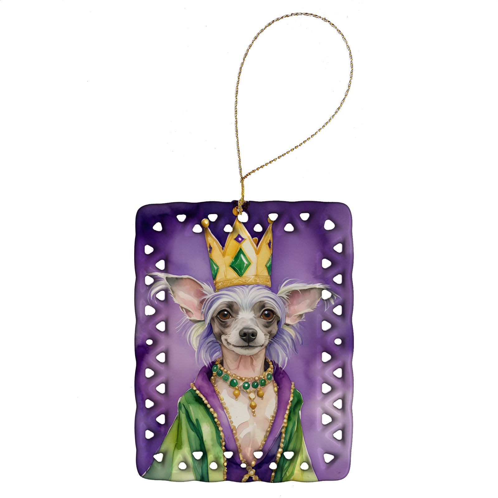 Buy this Chinese Crested King of Mardi Gras Porcelain Ornament