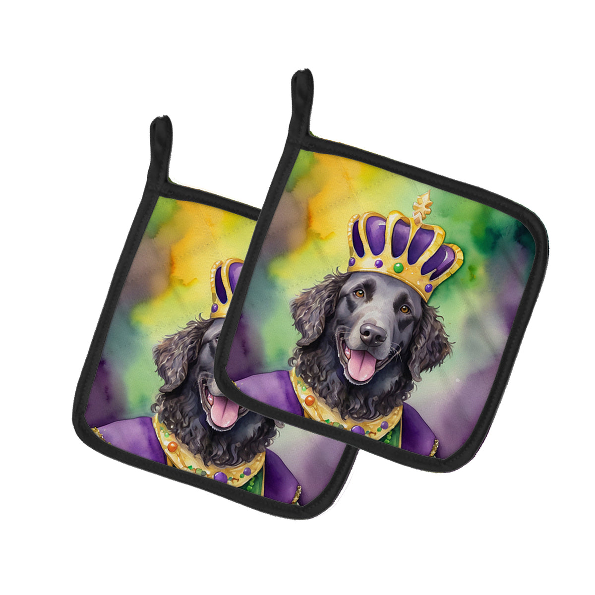 Buy this Curly-Coated Retriever King of Mardi Gras Pair of Pot Holders