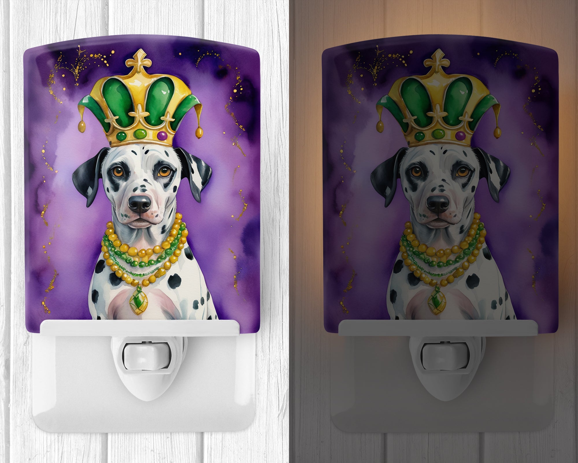 Dalmatian King of Mardi Gras Ceramic Night Light