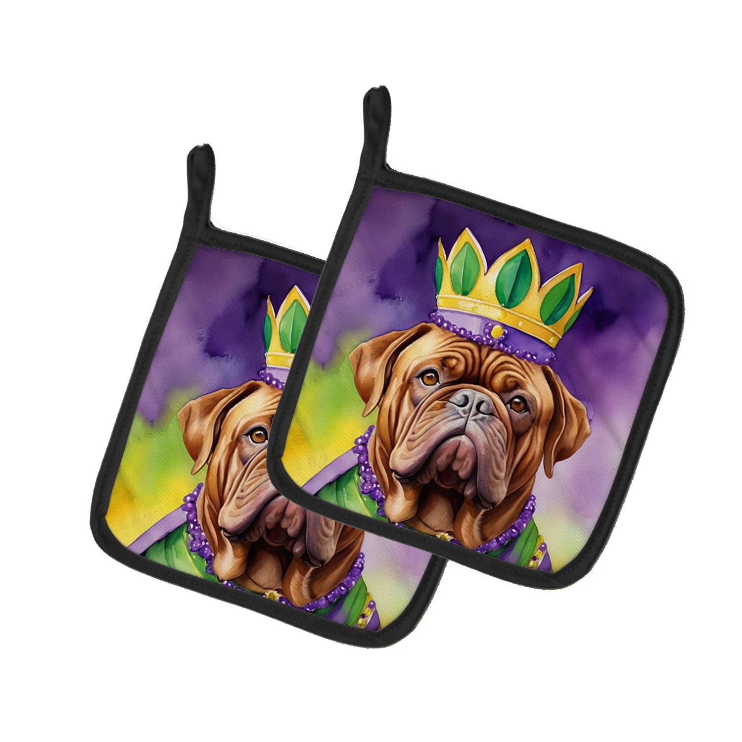 Buy this Dogue de Bordeaux King of Mardi Gras Pair of Pot Holders