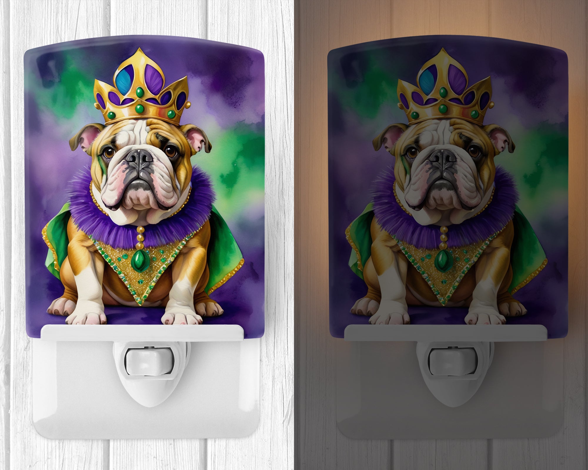 Buy this English Bulldog King of Mardi Gras Ceramic Night Light