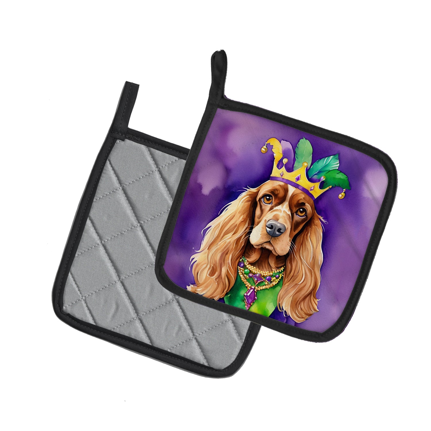 Buy this English Cocker Spaniel King of Mardi Gras Pair of Pot Holders