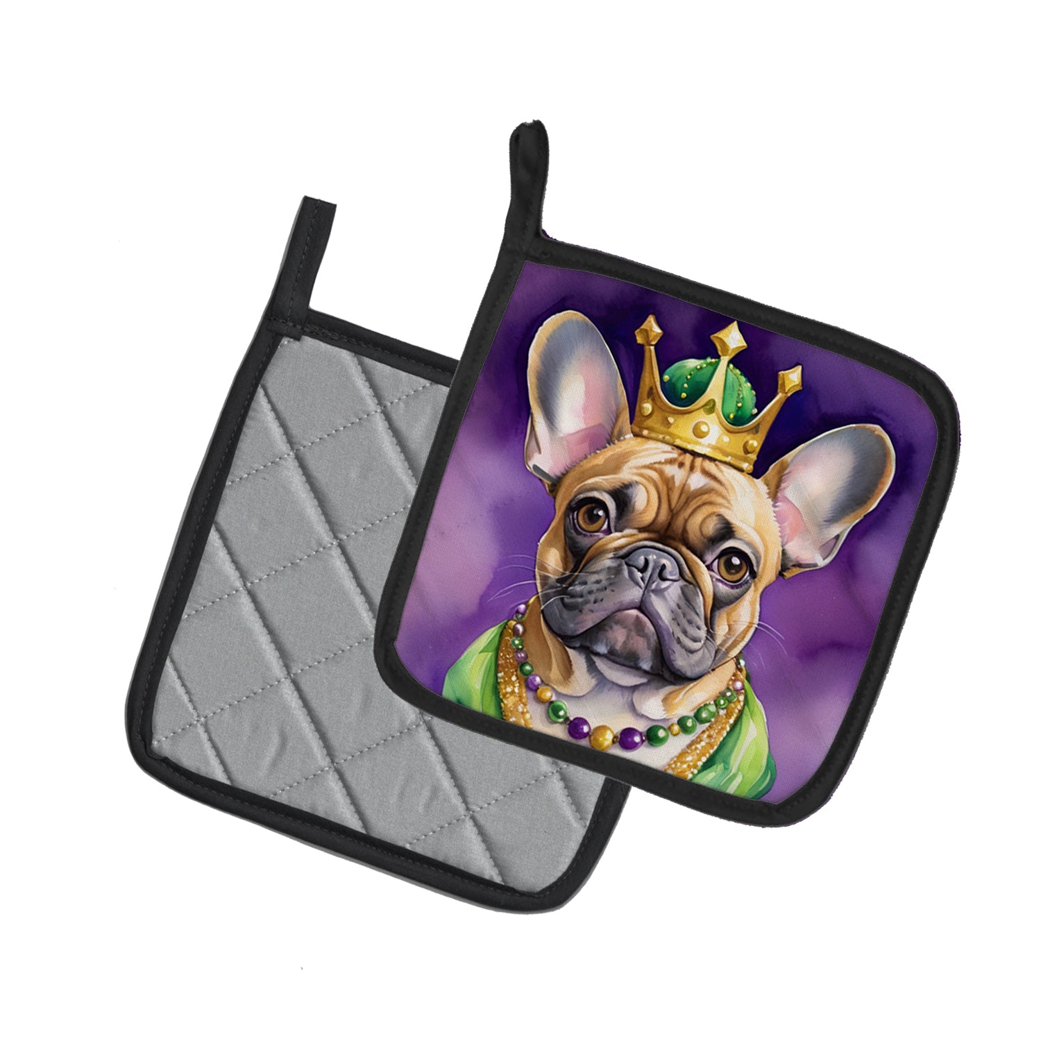 Buy this French Bulldog King of Mardi Gras Pair of Pot Holders