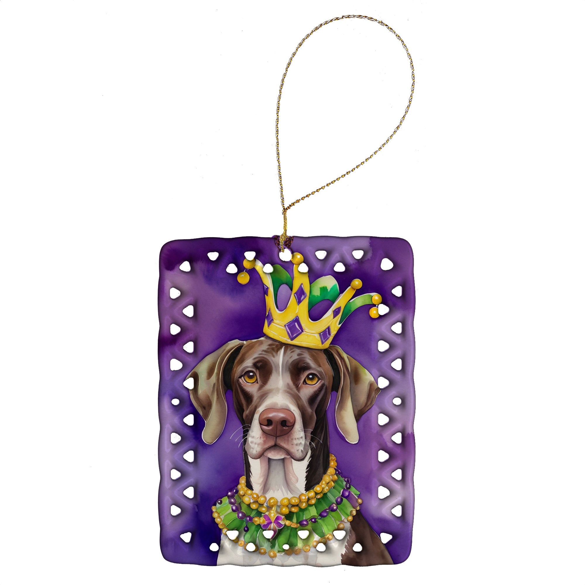 Buy this German Shorthaired Pointer King of Mardi Gras Porcelain Ornament