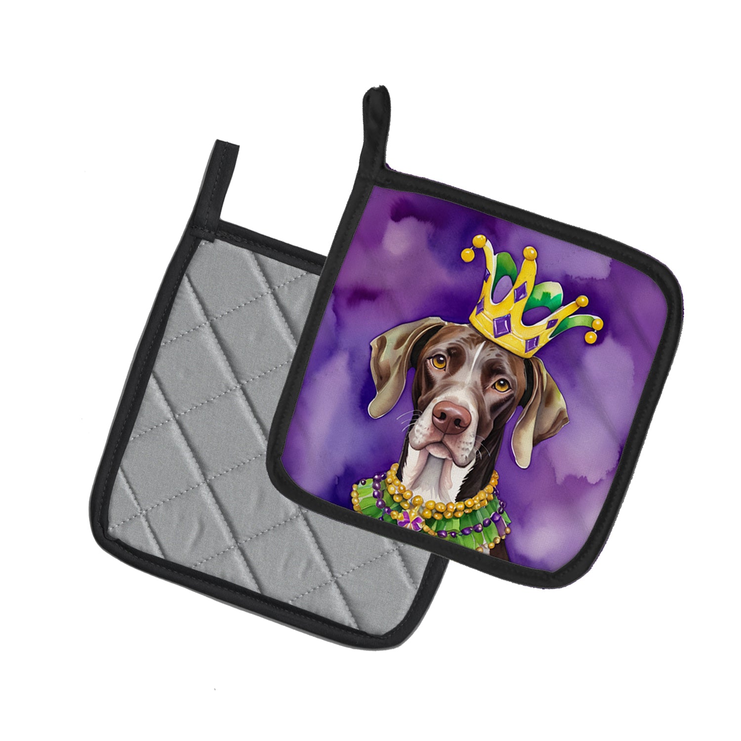 Buy this German Shorthaired Pointer King of Mardi Gras Pair of Pot Holders