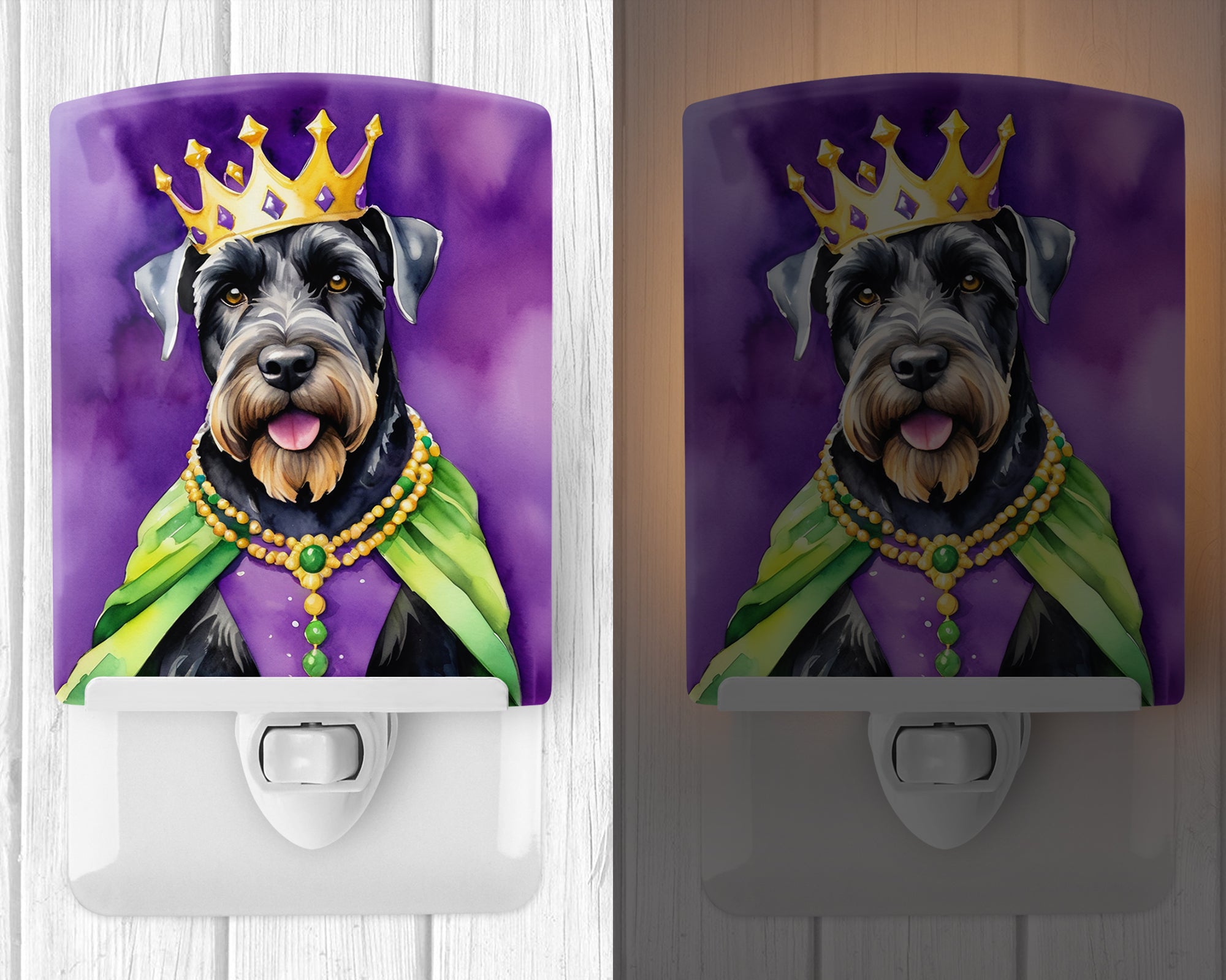 Giant Schnauzer King of Mardi Gras Ceramic Night Light