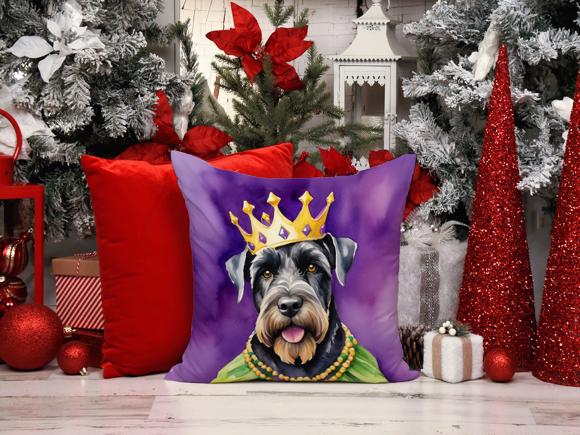 Giant Schnauzer King of Mardi Gras Throw Pillow