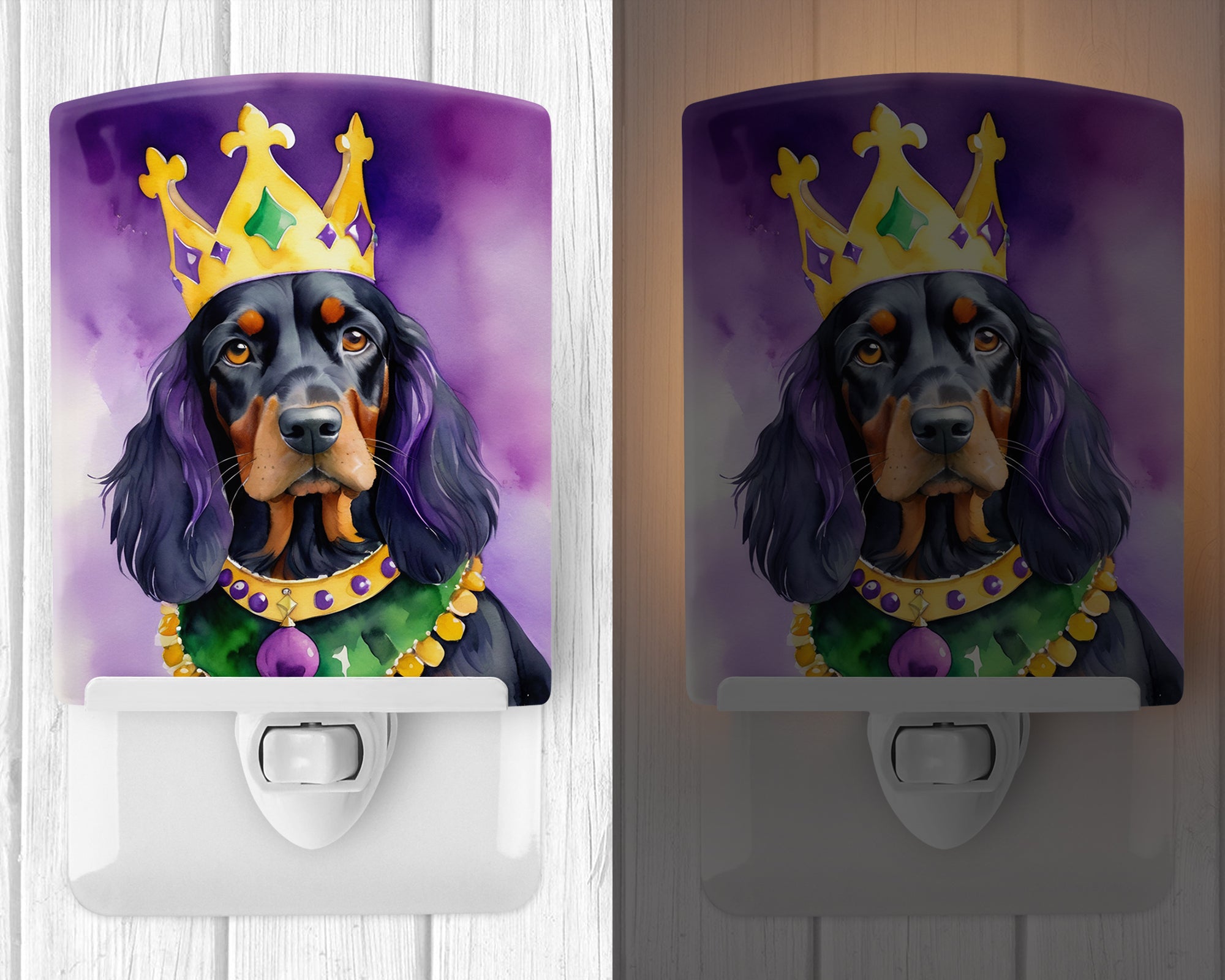 Gordon Setter King of Mardi Gras Ceramic Night Light