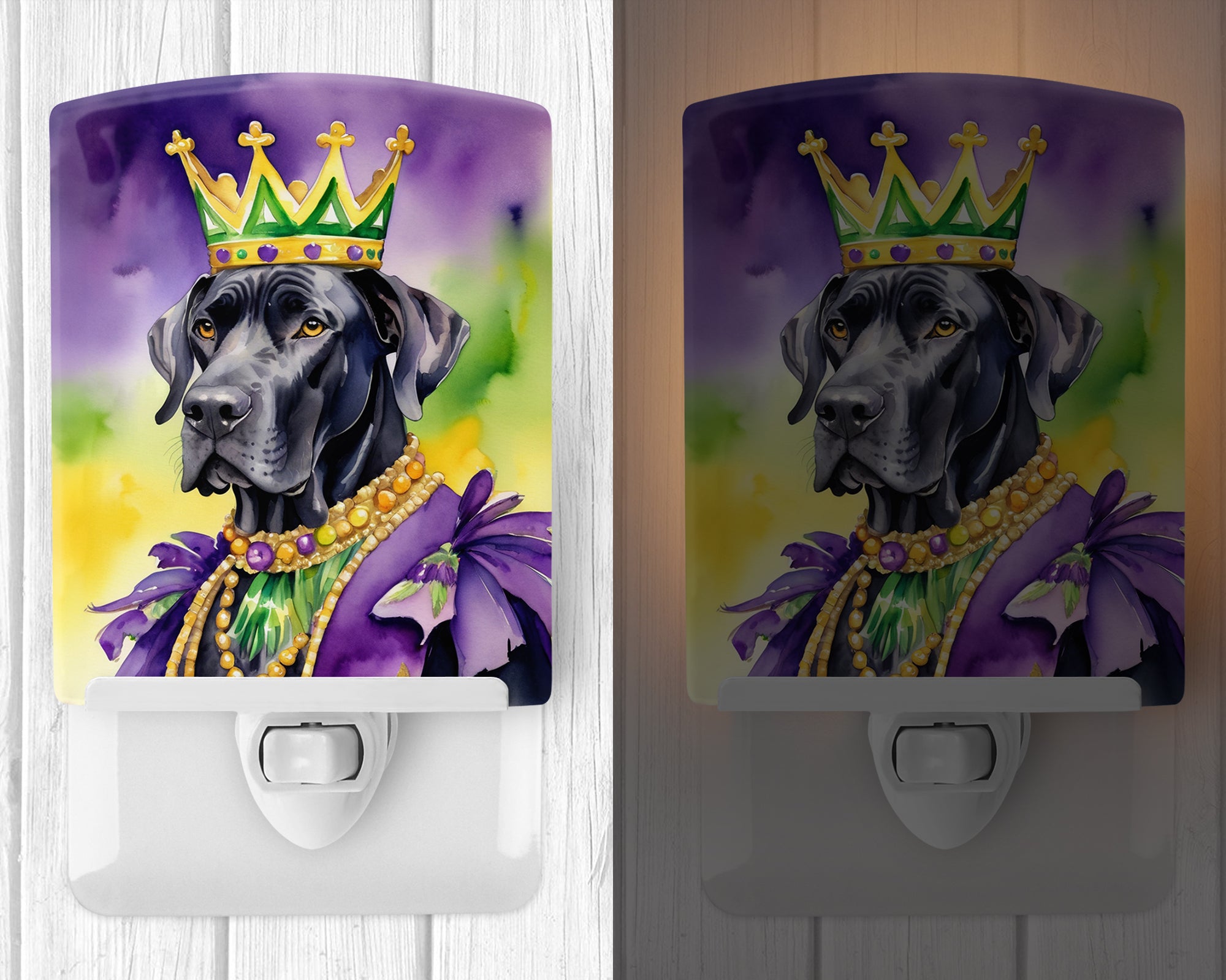 Great Dane King of Mardi Gras Ceramic Night Light