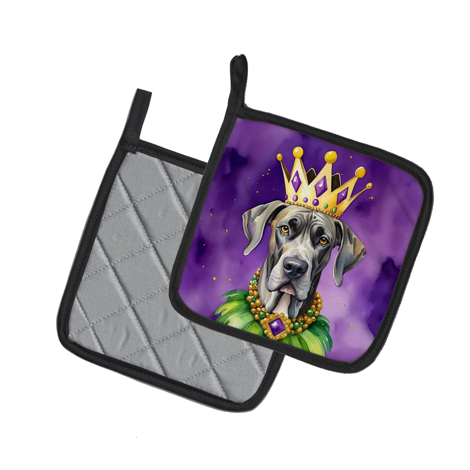 Buy this Great Dane King of Mardi Gras Pair of Pot Holders