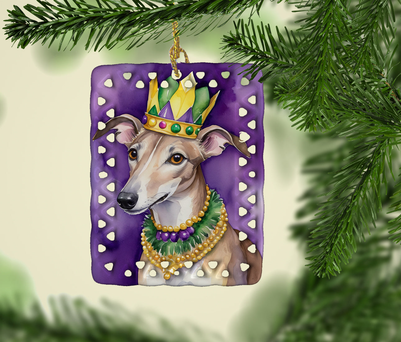 Buy this Greyhound King of Mardi Gras Porcelain Ornament