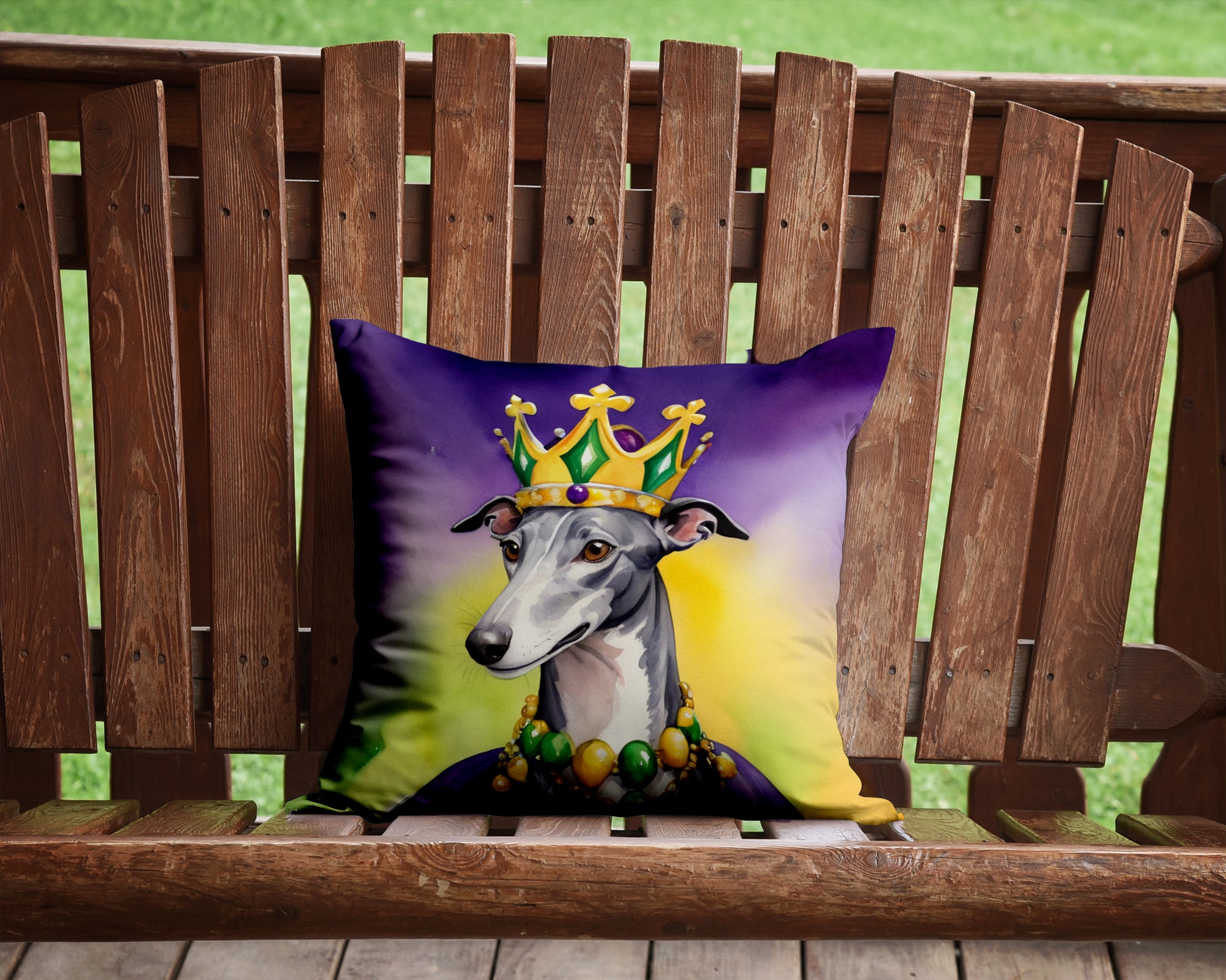 Buy this Greyhound King of Mardi Gras Throw Pillow