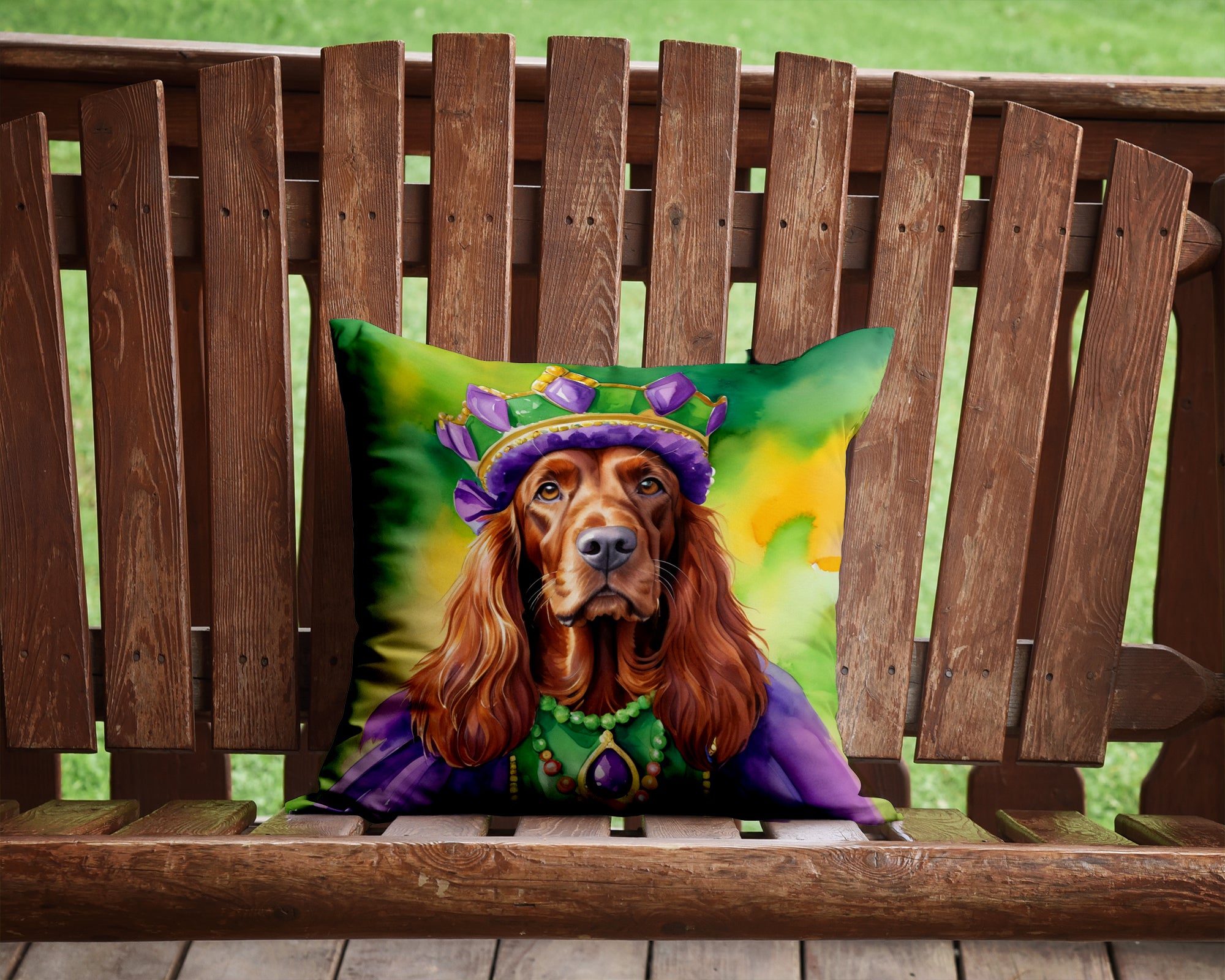 Buy this Irish Setter King of Mardi Gras Throw Pillow