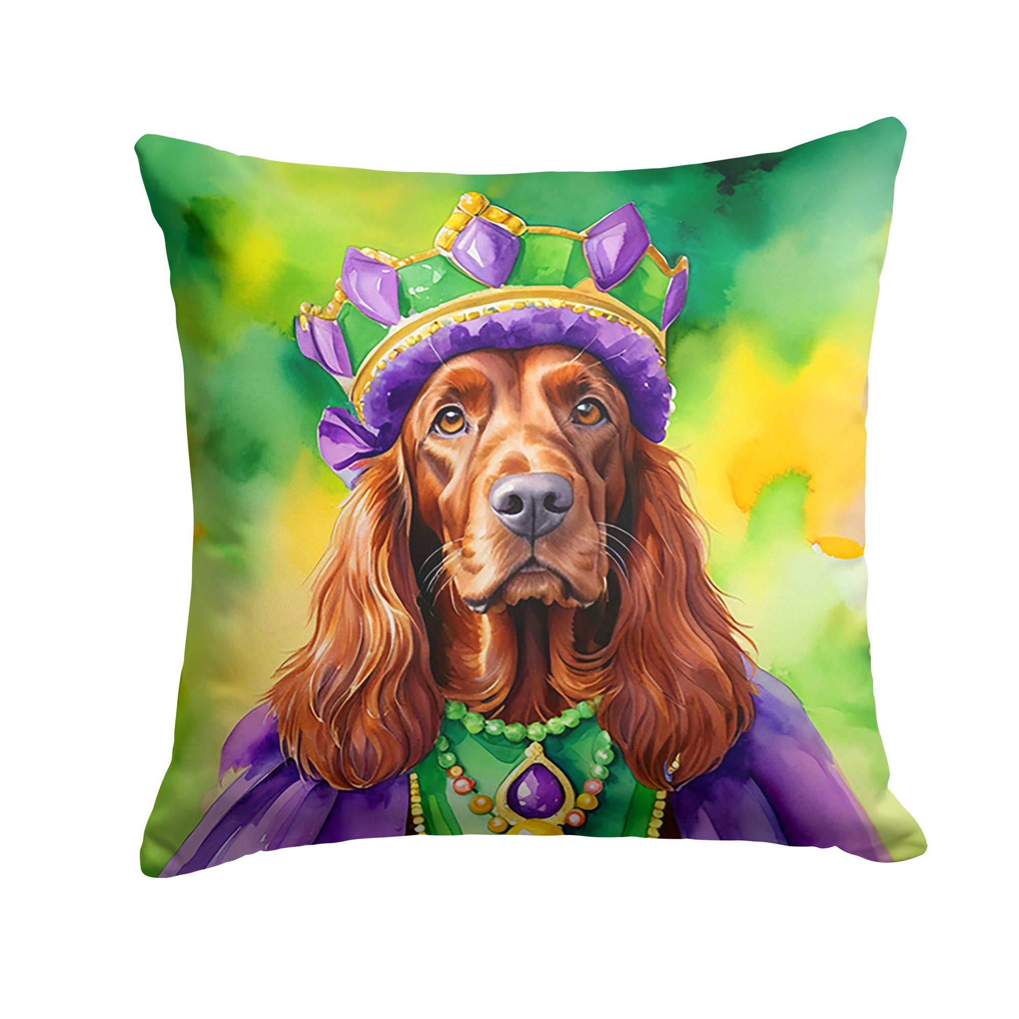 Buy this Irish Setter King of Mardi Gras Throw Pillow