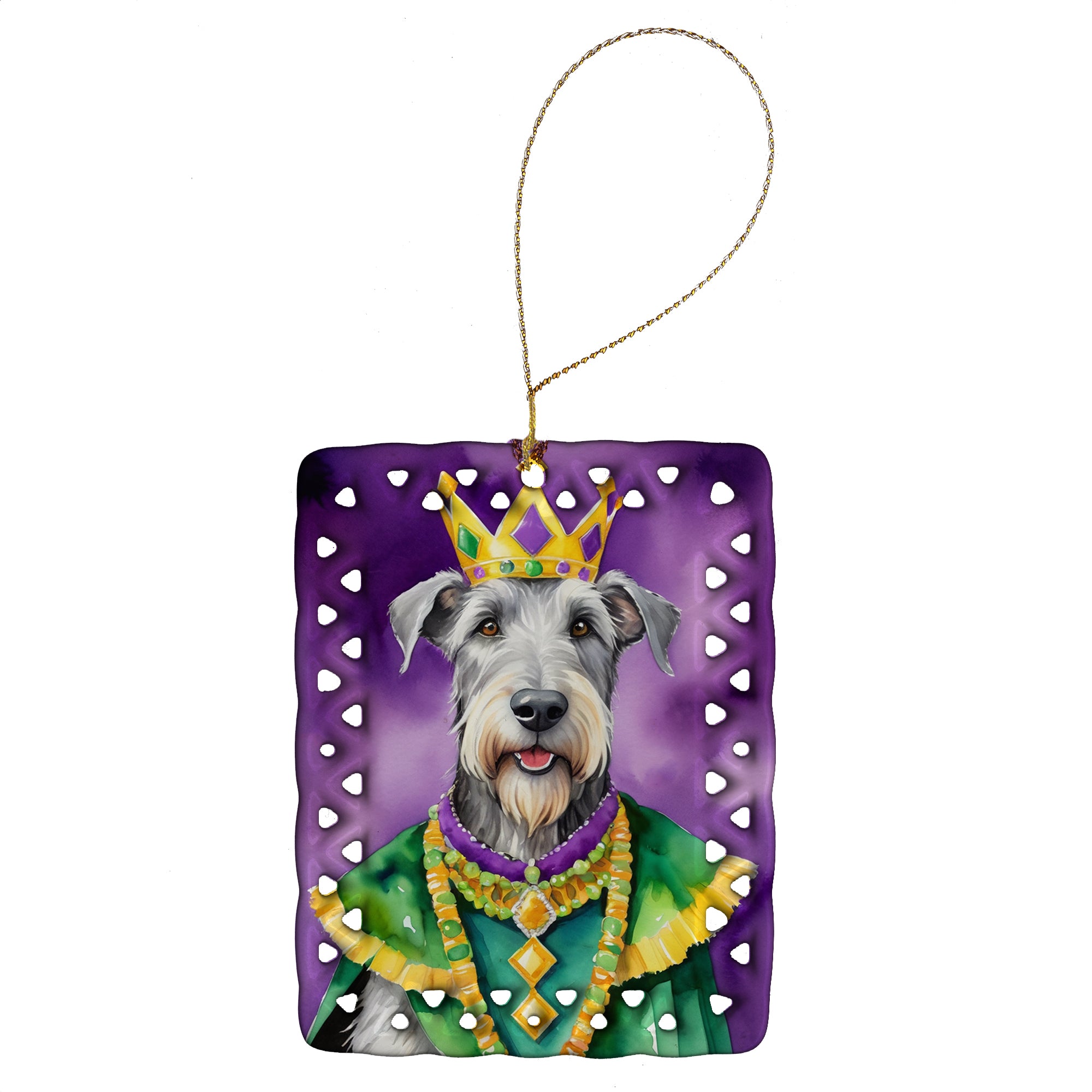 Buy this Irish Wolfhound King of Mardi Gras Porcelain Ornament