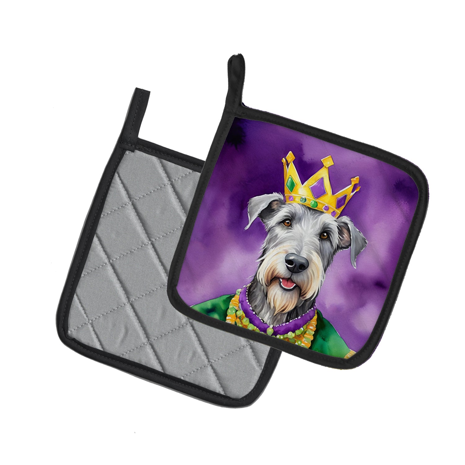 Buy this Irish Wolfhound King of Mardi Gras Pair of Pot Holders