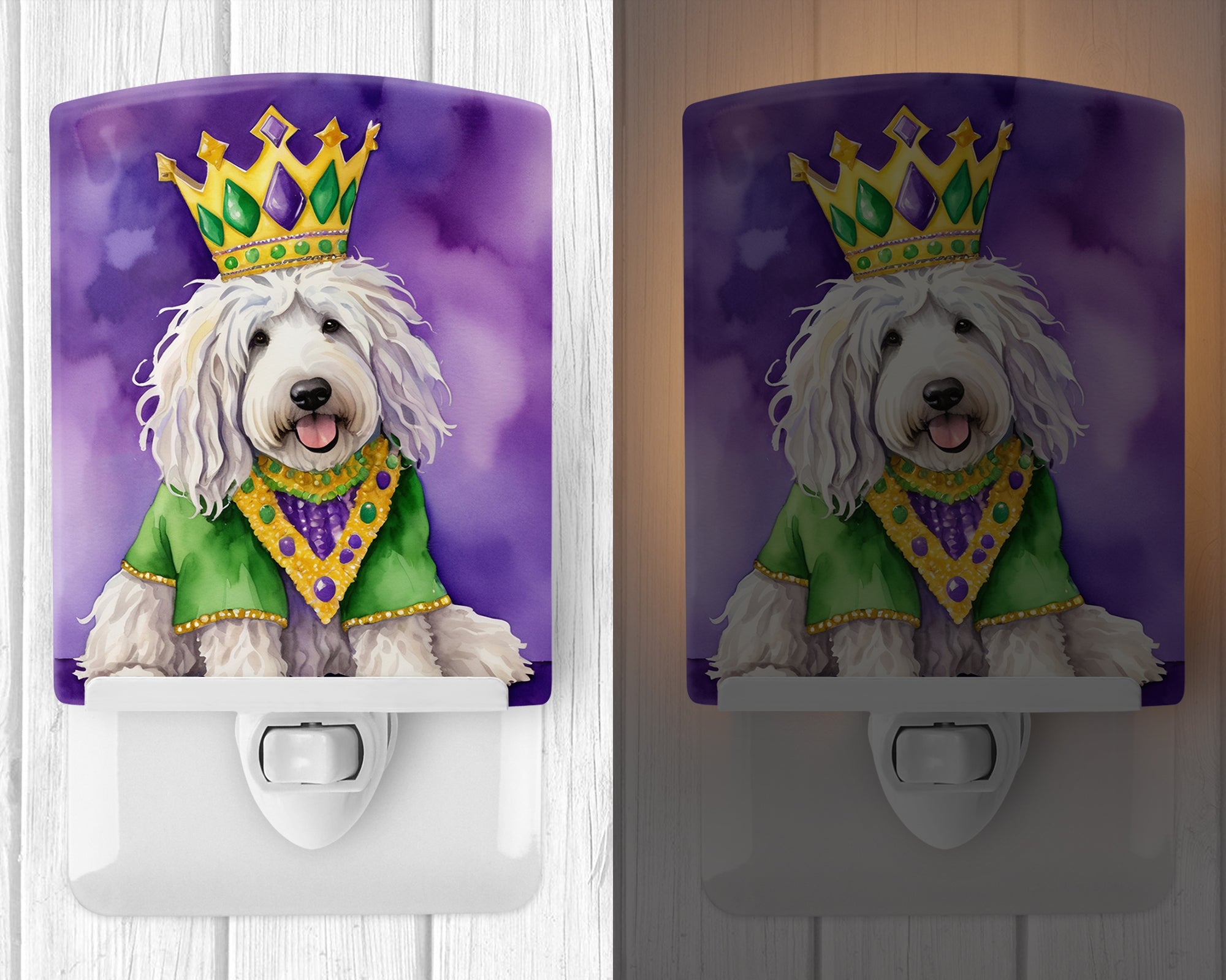 Komondor King of Mardi Gras Ceramic Night Light