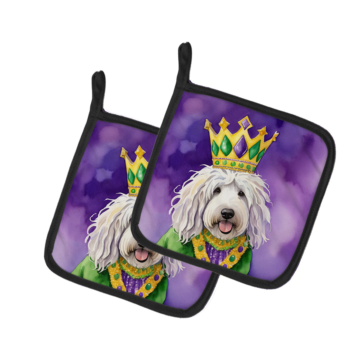 Buy this Komondor King of Mardi Gras Pair of Pot Holders