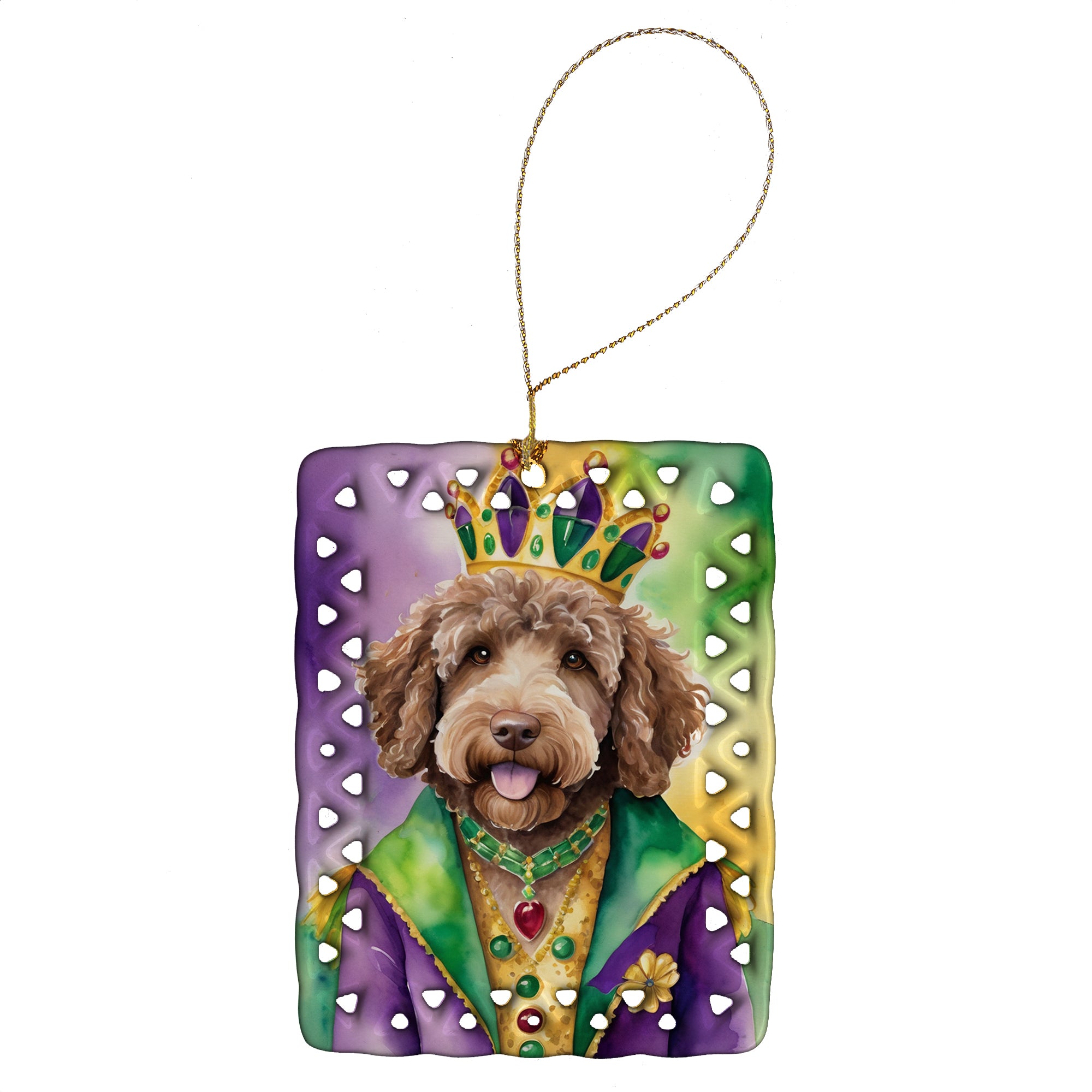 Buy this Labradoodle King of Mardi Gras Porcelain Ornament