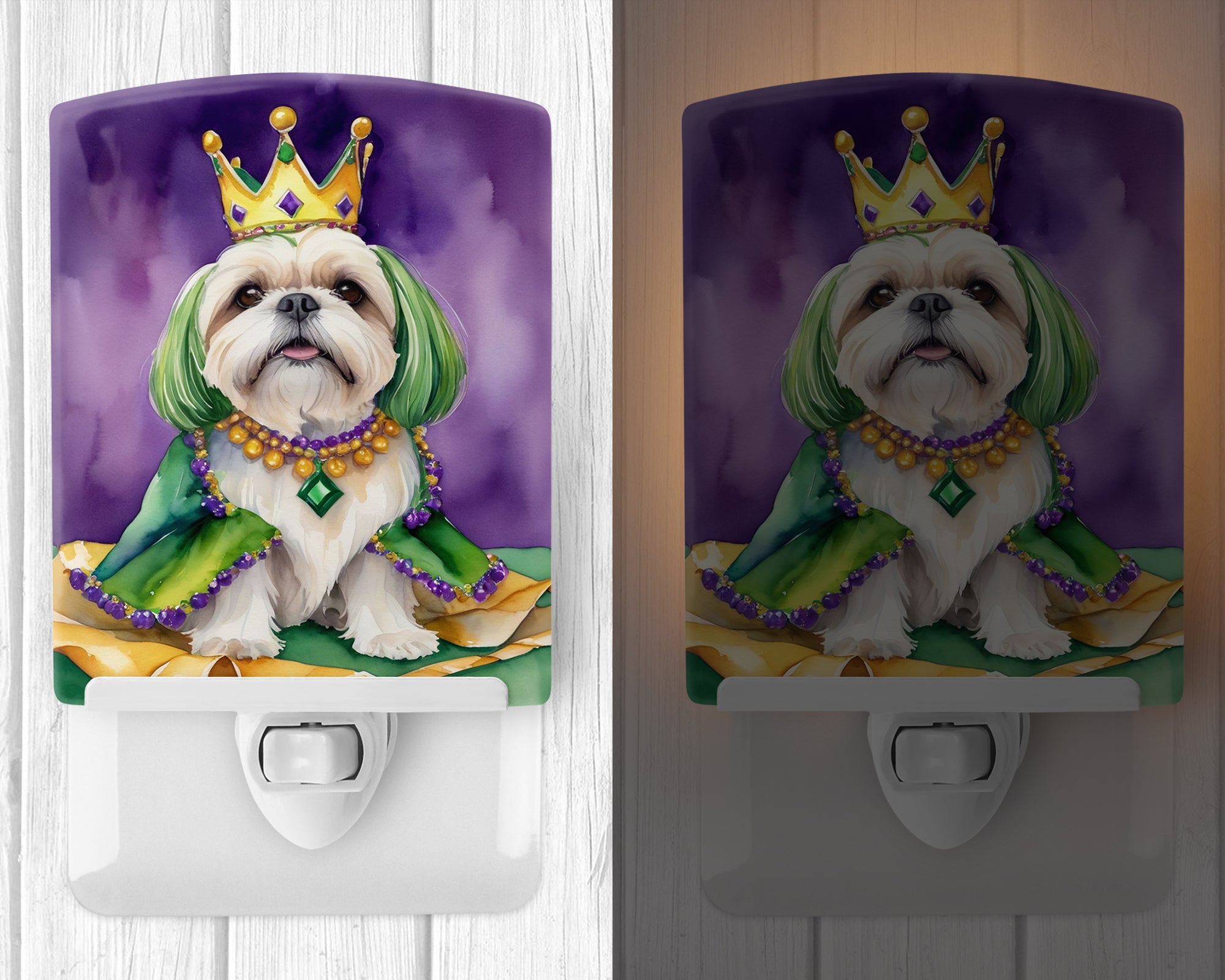 Lhasa Apso King of Mardi Gras Ceramic Night Light