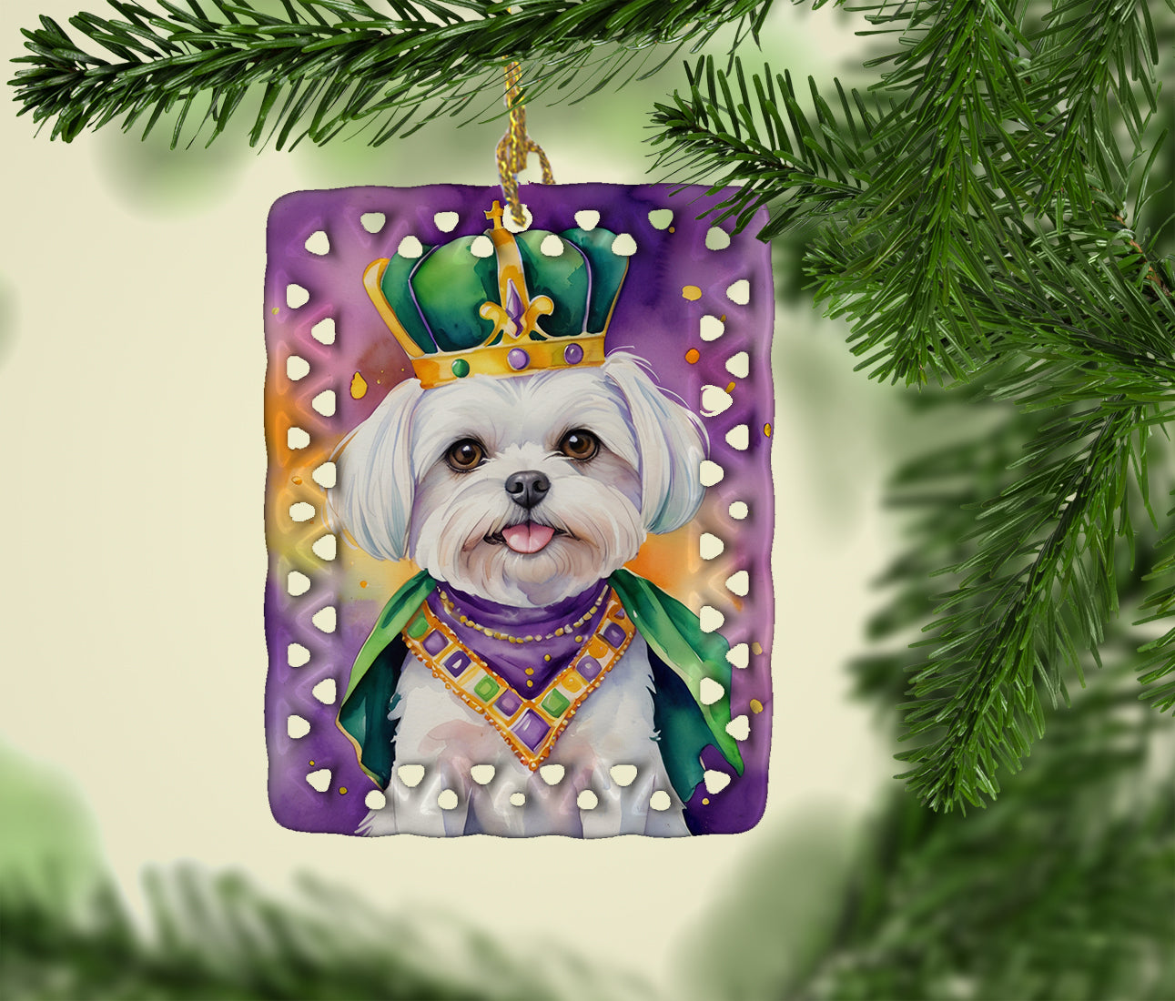 Buy this Maltese King of Mardi Gras Porcelain Ornament