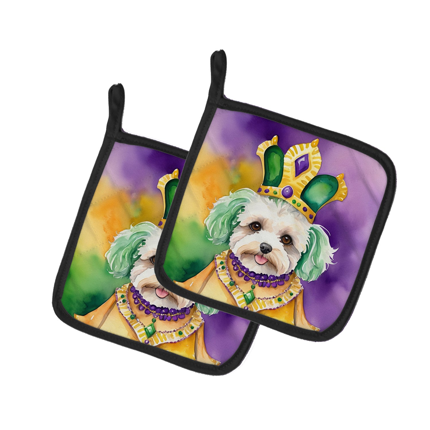 Buy this Maltipoo King of Mardi Gras Pair of Pot Holders