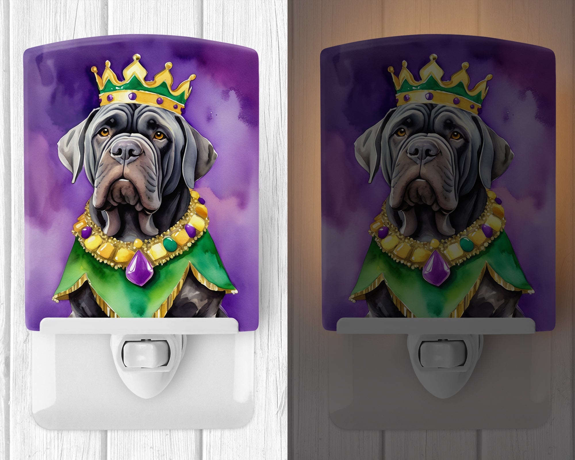 Neapolitan Mastiff King of Mardi Gras Ceramic Night Light