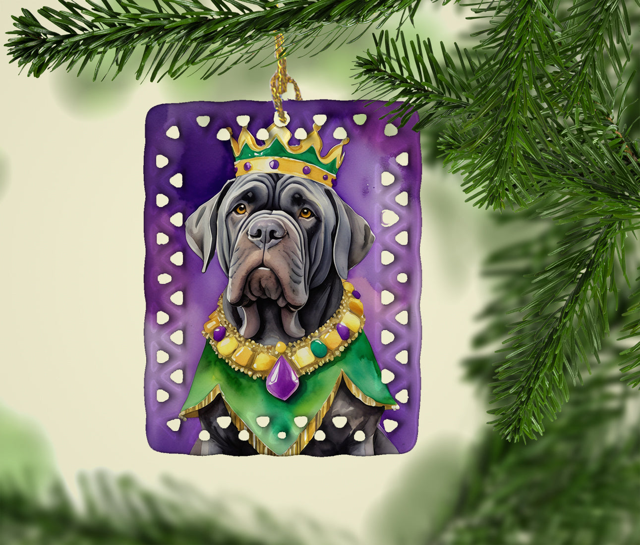 Buy this Neapolitan Mastiff King of Mardi Gras Porcelain Ornament