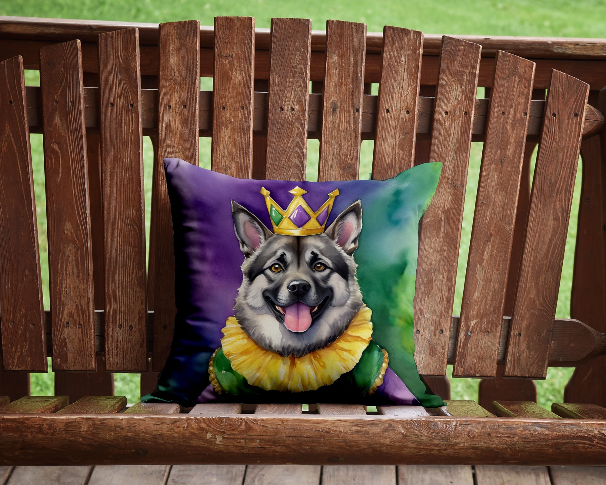 Buy this Norwegian Elkhound King of Mardi Gras Throw Pillow