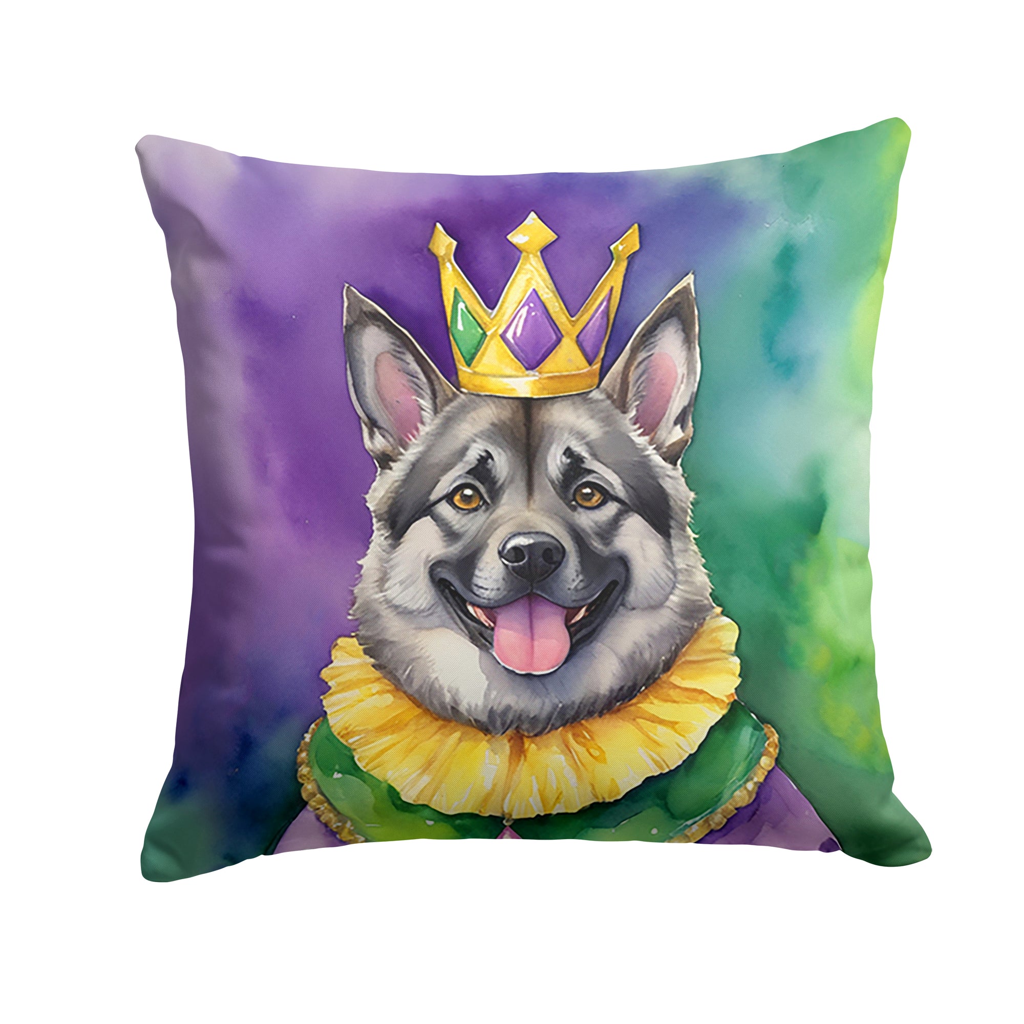 Buy this Norwegian Elkhound King of Mardi Gras Throw Pillow