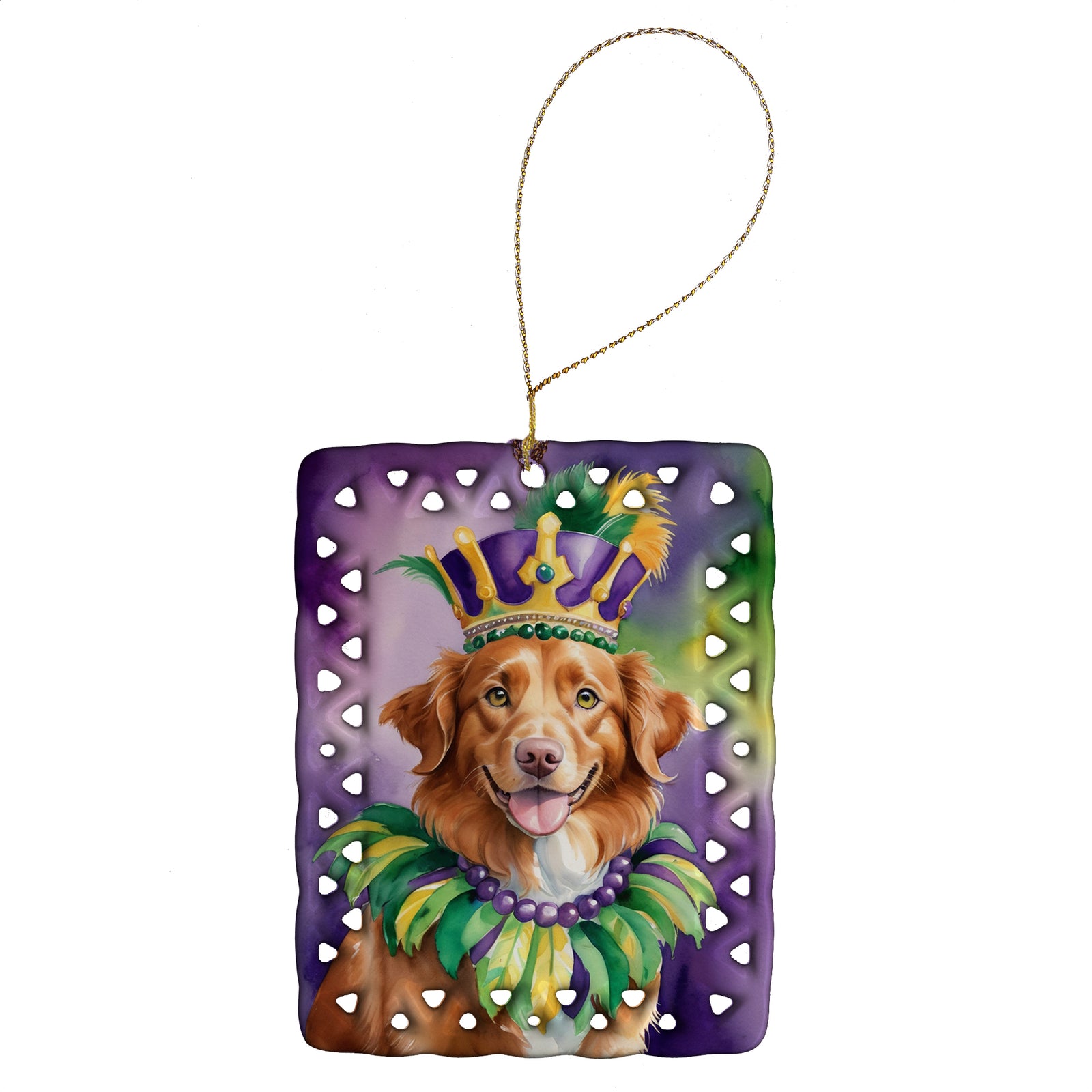 Buy this Nova Scotia Duck Tolling Retriever King of Mardi Gras Porcelain Ornament