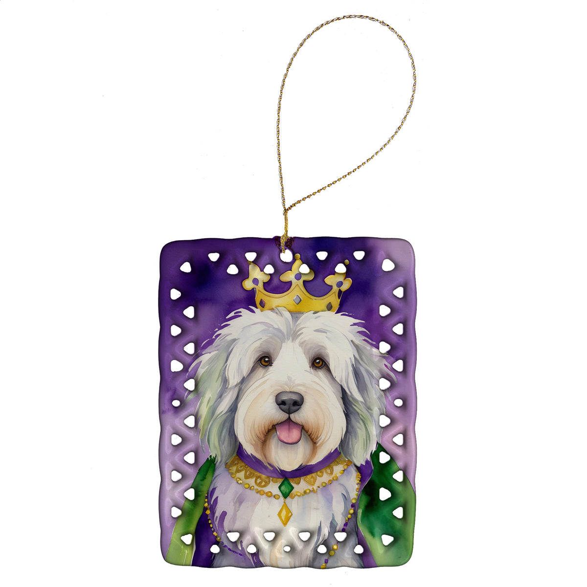 Buy this Old English Sheepdog King of Mardi Gras Porcelain Ornament