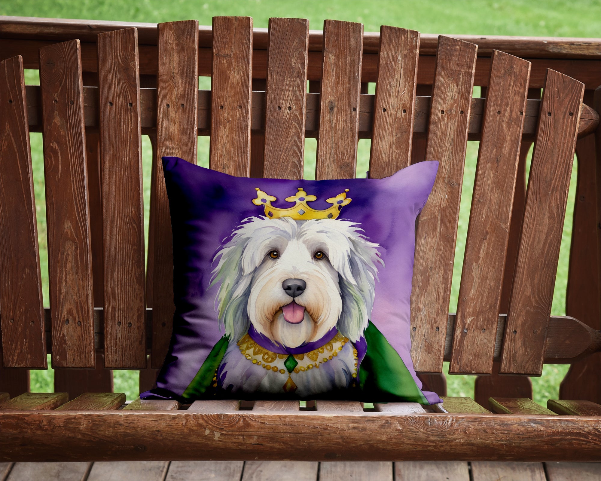 Buy this Old English Sheepdog King of Mardi Gras Throw Pillow