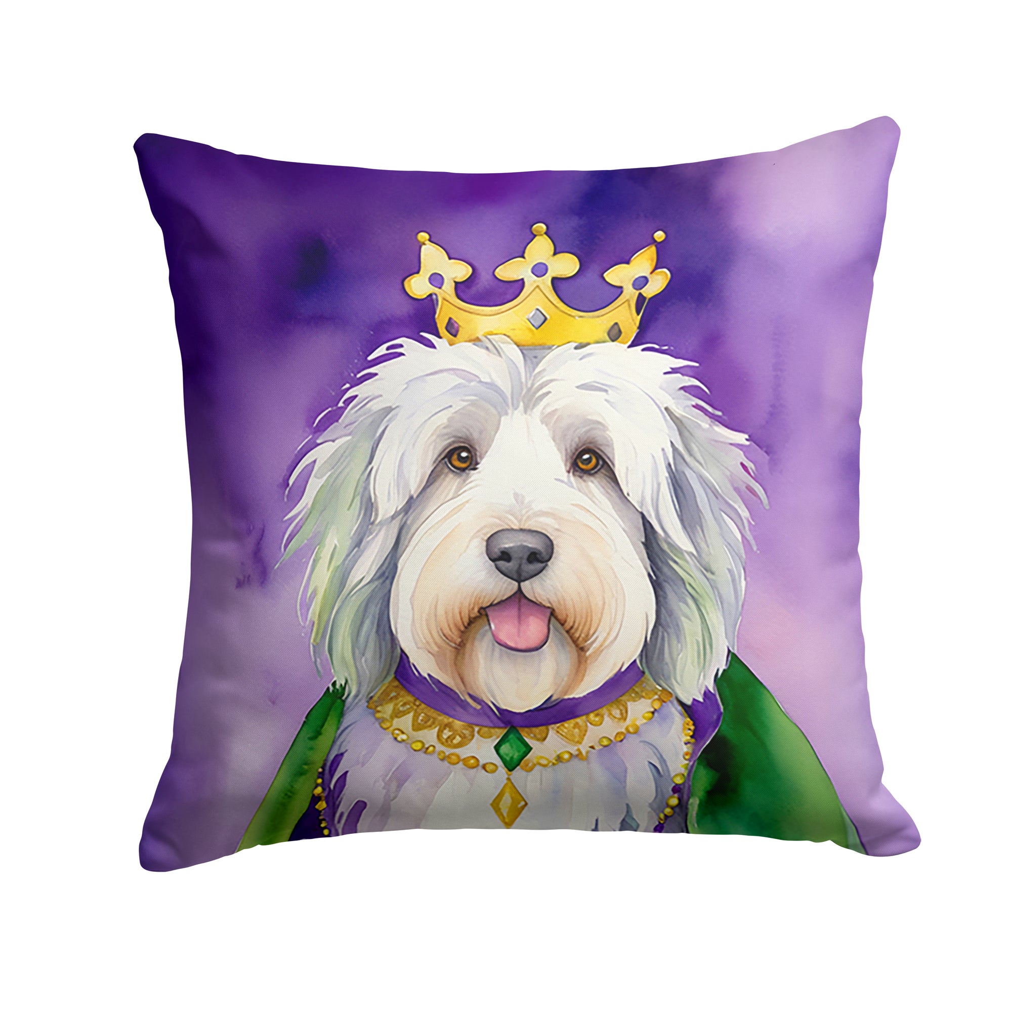 Buy this Old English Sheepdog King of Mardi Gras Throw Pillow