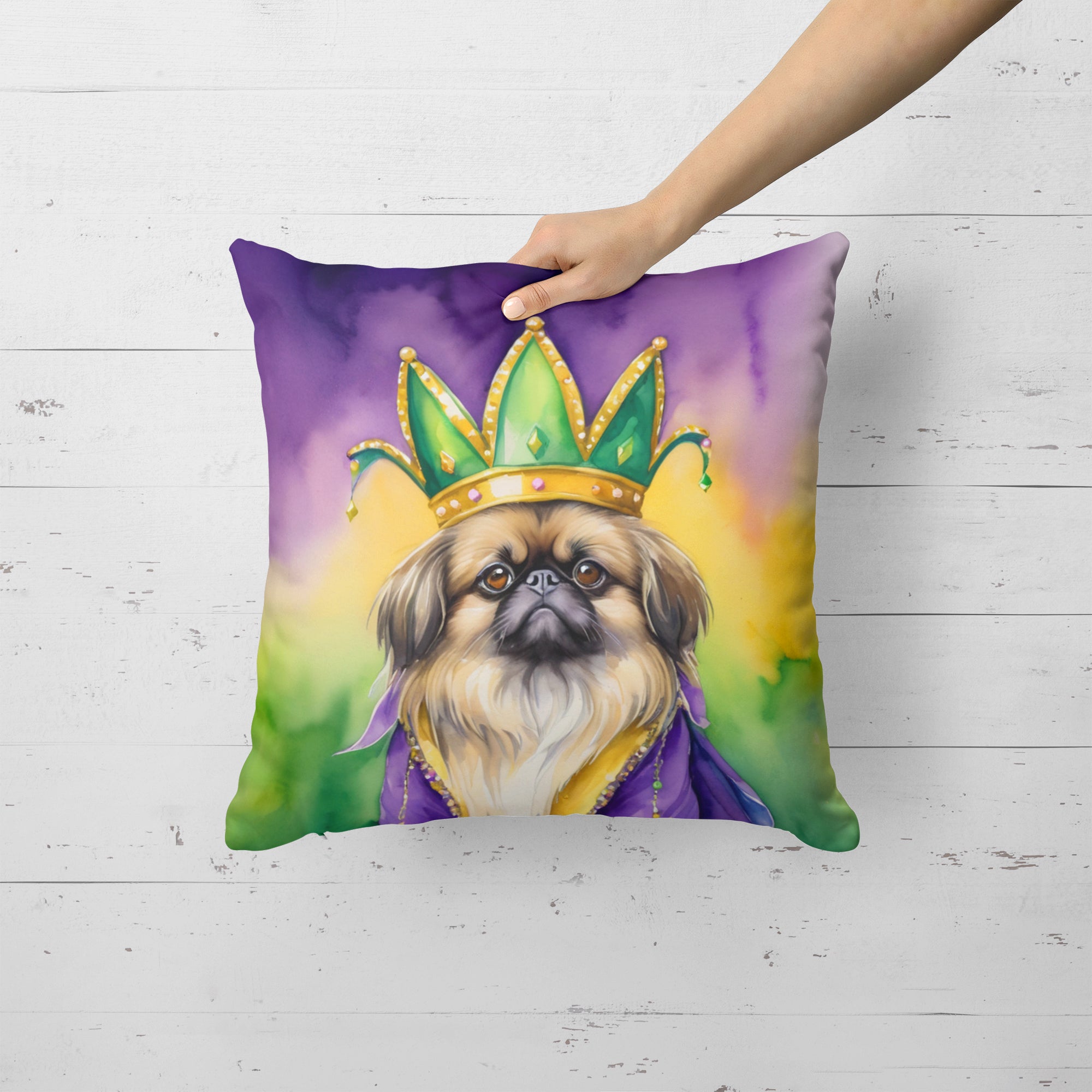 Buy this Pekingese King of Mardi Gras Throw Pillow