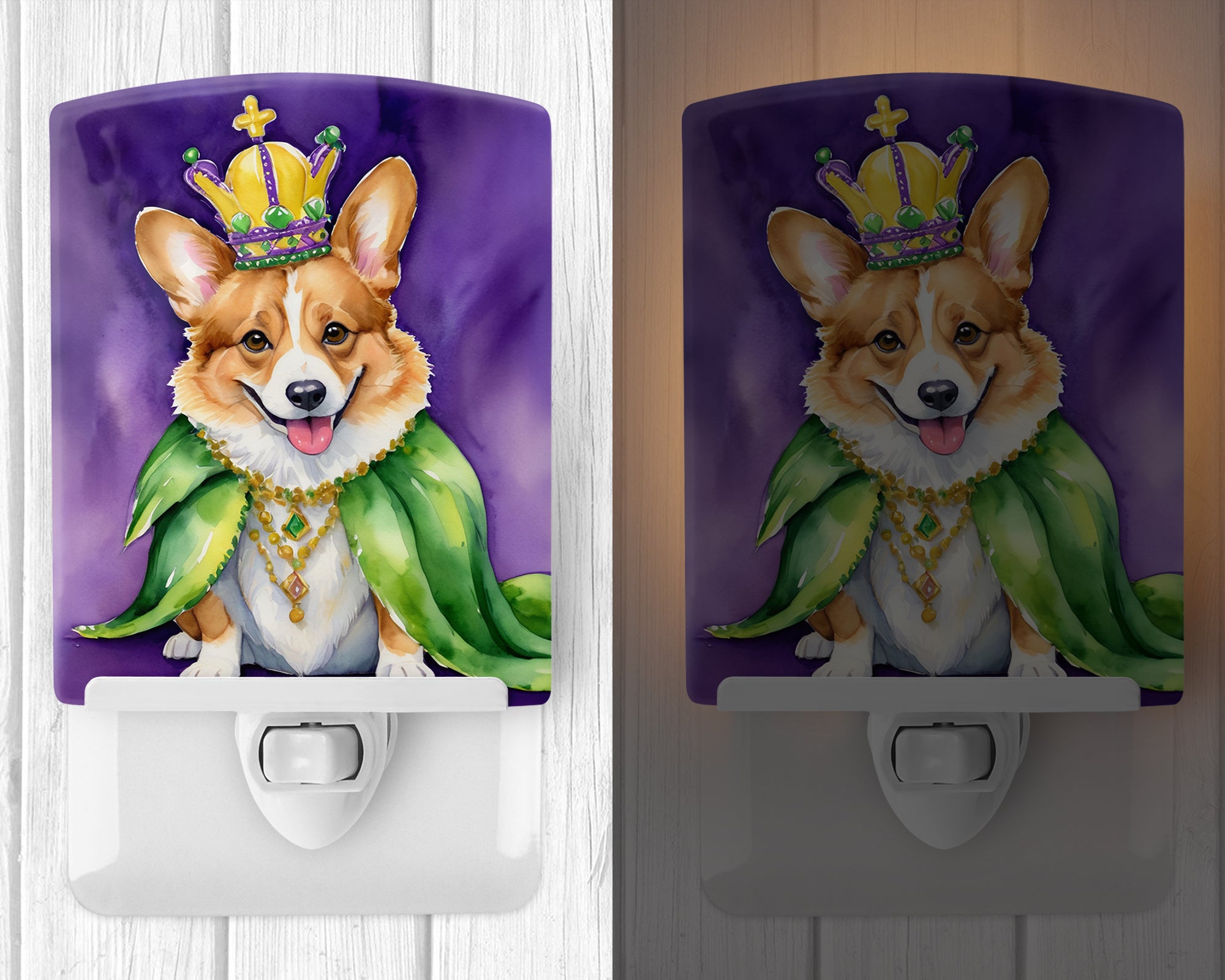 Buy this Corgi King of Mardi Gras Ceramic Night Light