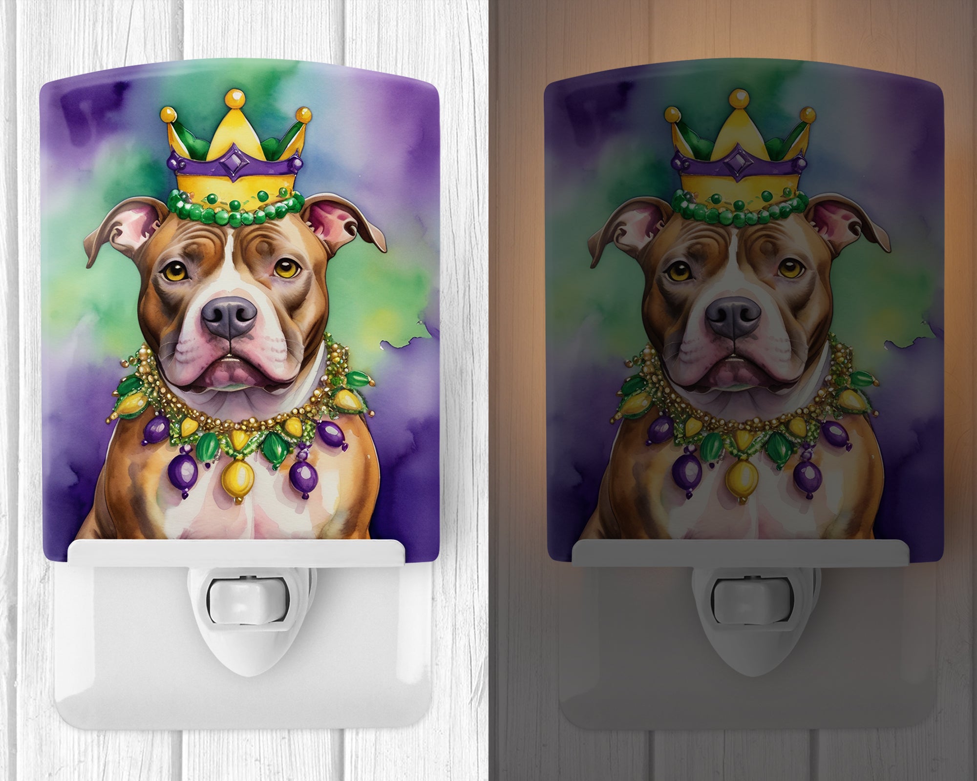 Buy this Pit Bull Terrier King of Mardi Gras Ceramic Night Light