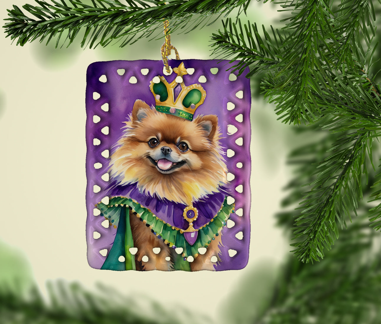 Buy this Pomeranian King of Mardi Gras Porcelain Ornament