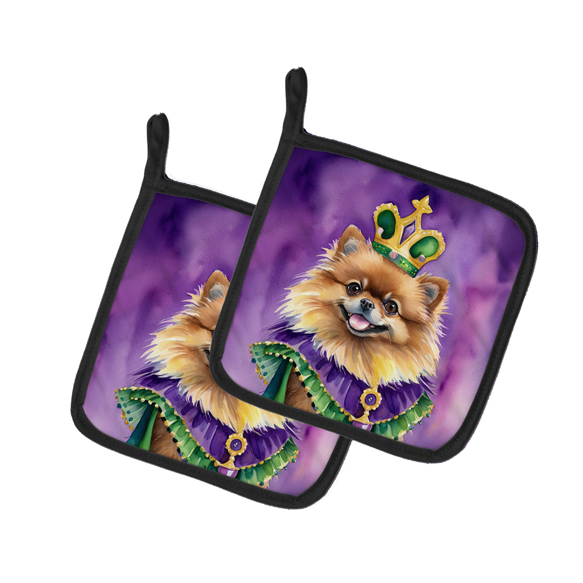 Buy this Pomeranian King of Mardi Gras Pair of Pot Holders