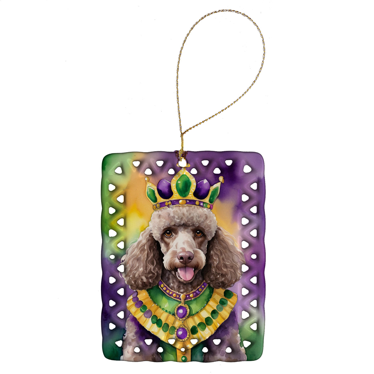 Buy this Chocolate Poodle King of Mardi Gras Porcelain Ornament