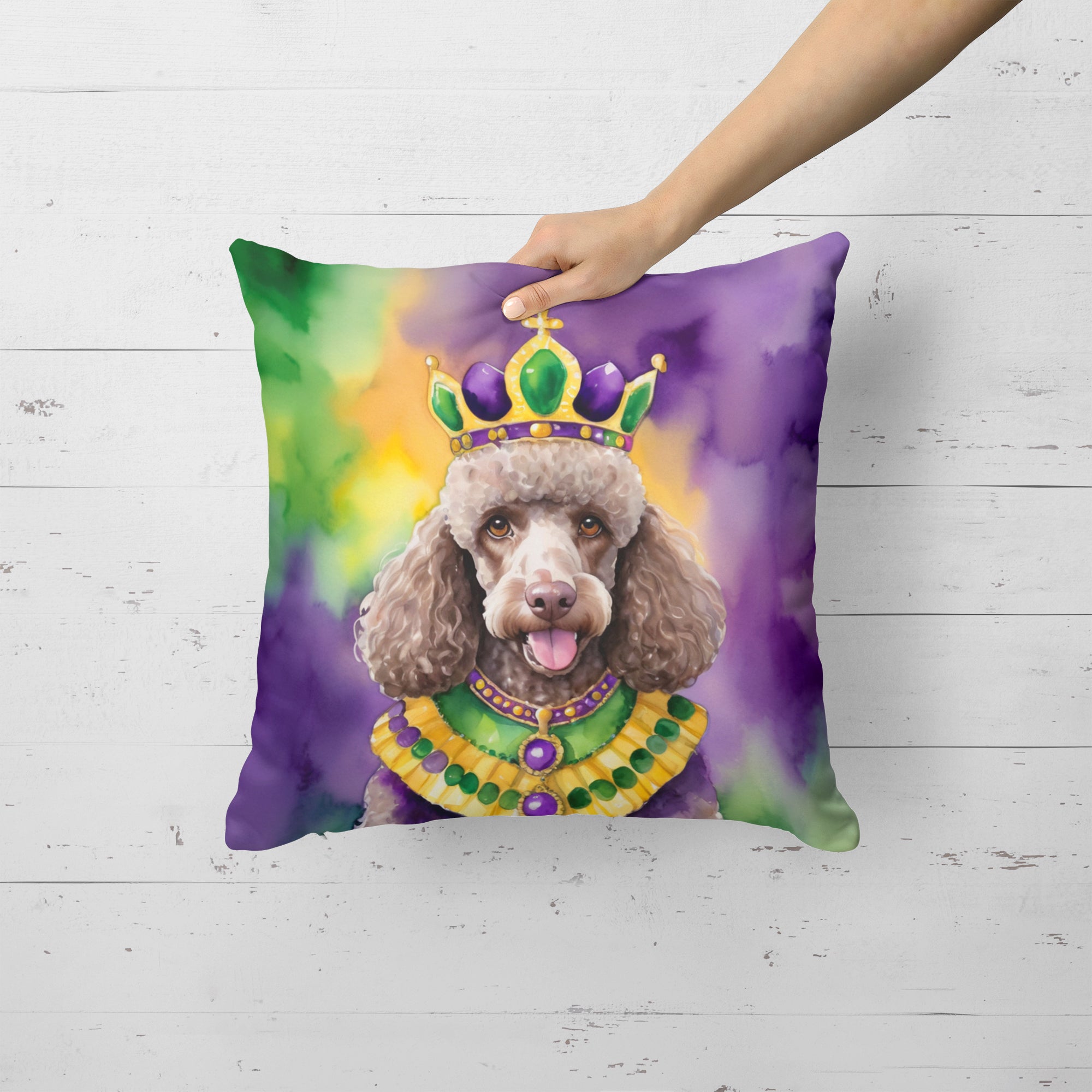 Buy this Chocolate Poodle King of Mardi Gras Throw Pillow