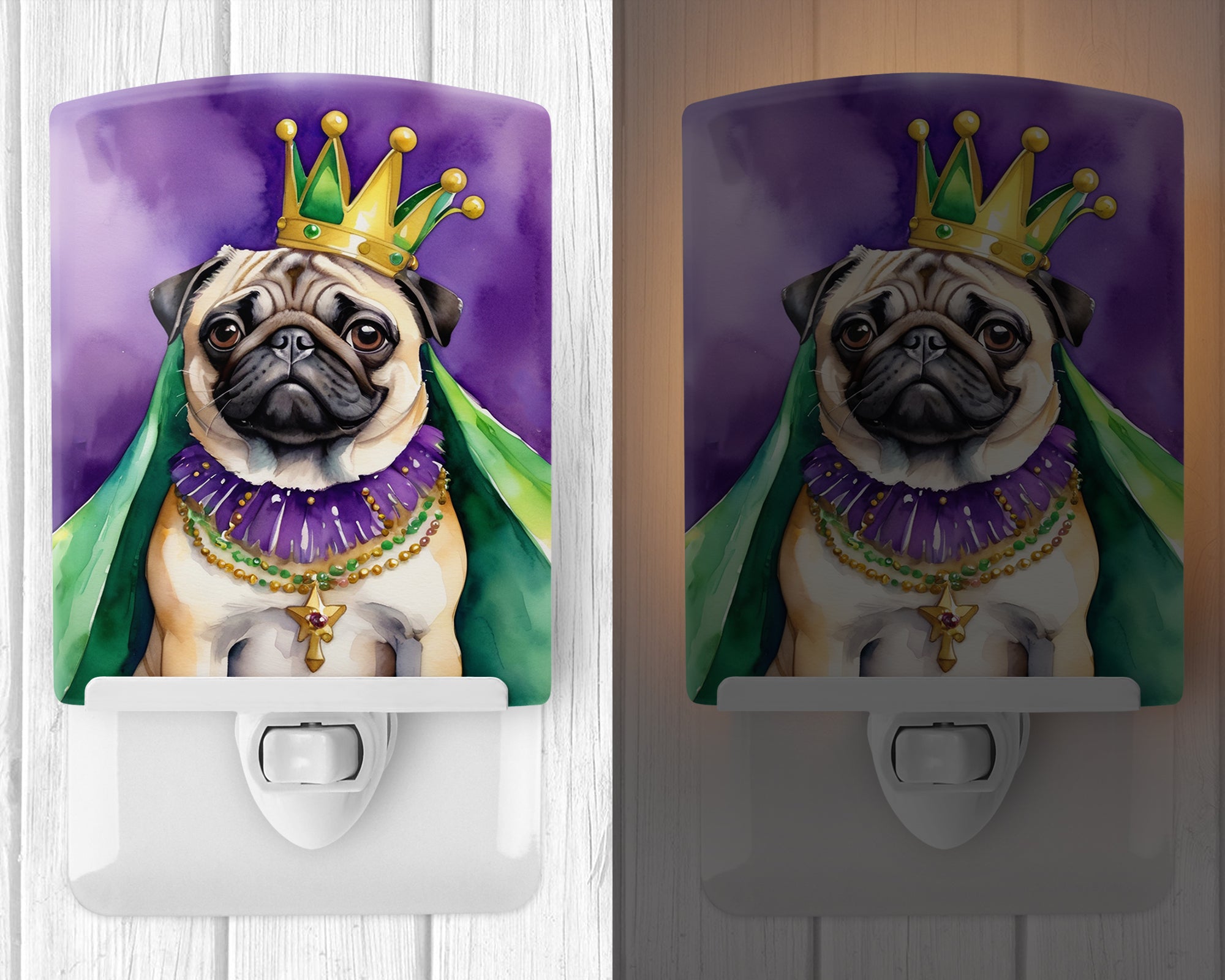 Buy this Pug King of Mardi Gras Ceramic Night Light