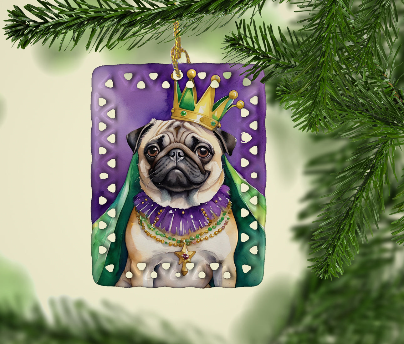 Buy this Pug King of Mardi Gras Porcelain Ornament