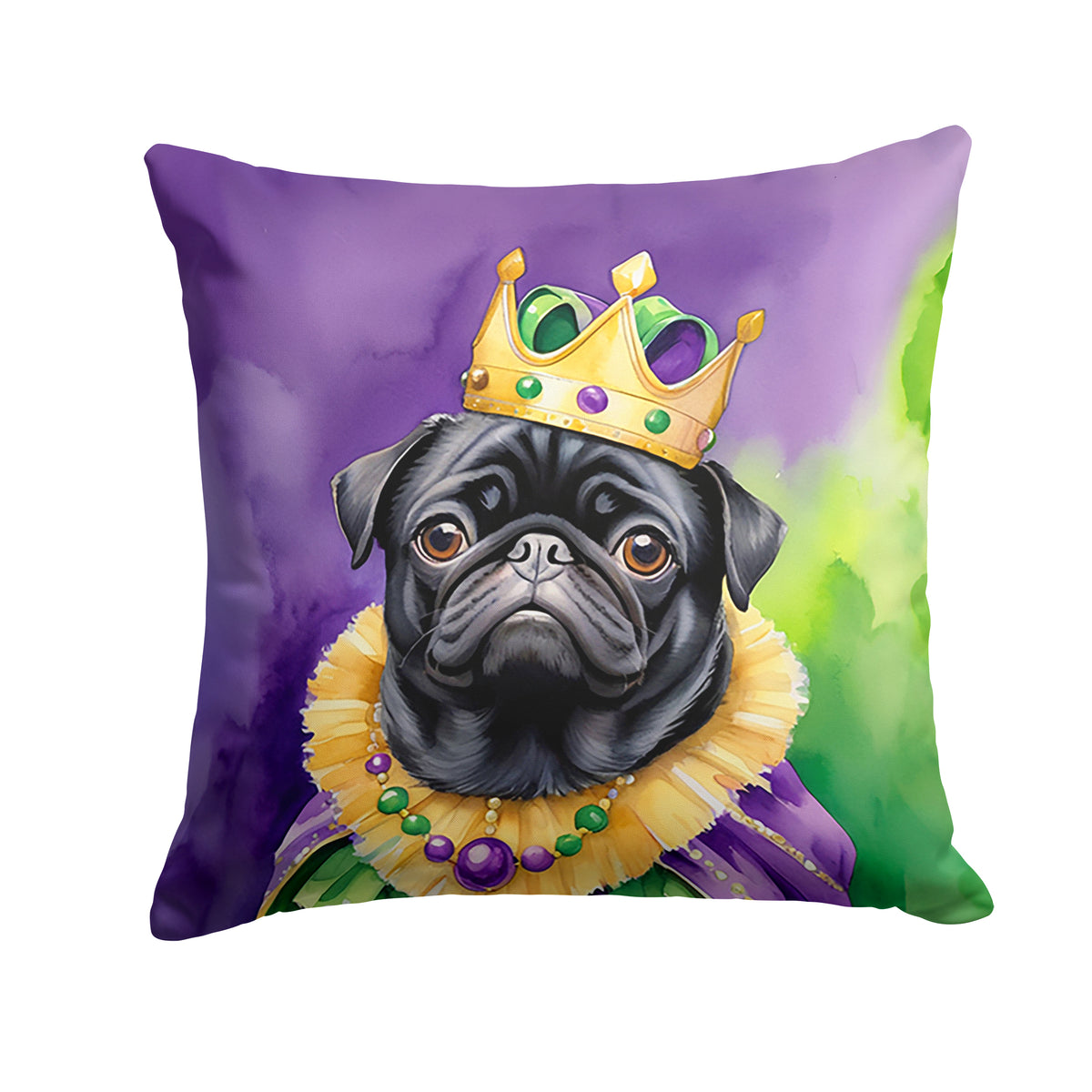 Buy this Black Pug King of Mardi Gras Throw Pillow